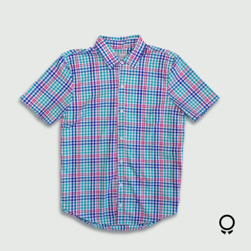 CAMISA LIBERATO BASICS MANGAS CORTAS CUADROS VERDES Y AZULES