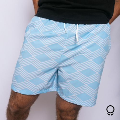 SHORT DE BAÑO LIBERATO BASICS ROMBOS CELESTE