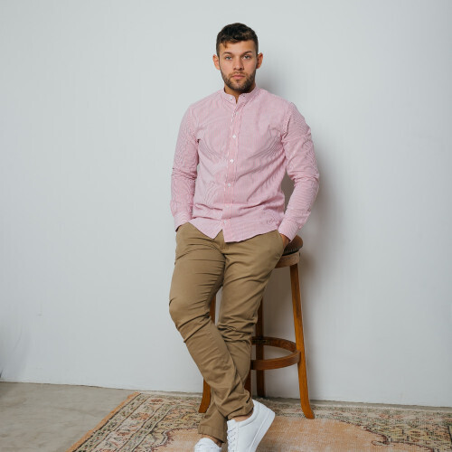 CAMISA LIBERATO BASICS MAO MANGAS LARGAS ROJA RAYAS