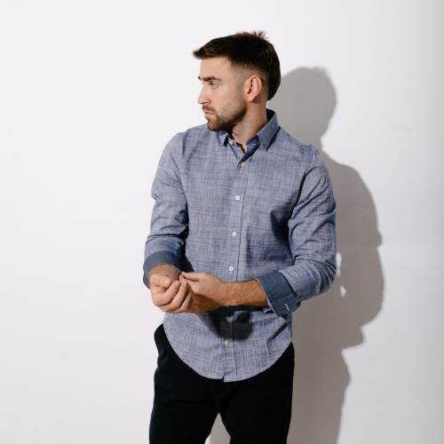 Camisa Liberato Basics  Mangas Largas Azul