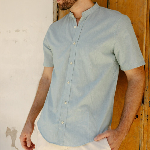 CAMISA LIBERATO BASICS MAO MANGAS CORTAS RAYITAS VERDES