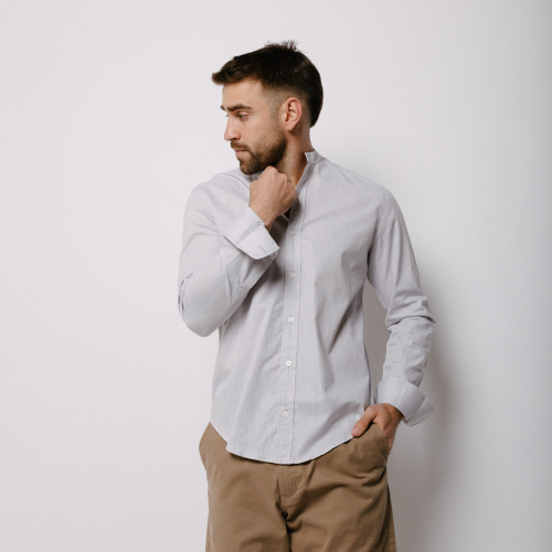 Camisa Liberato Basics Mao Mangas Largas Gris