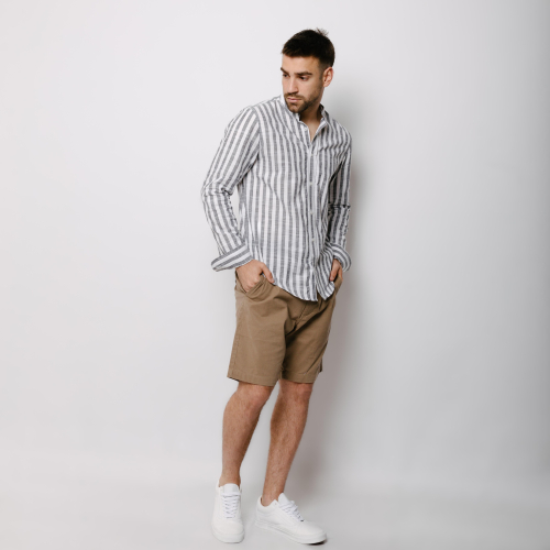 Camisa Liberato Basics Mao Mangas Largas Blanca Rayas Negras