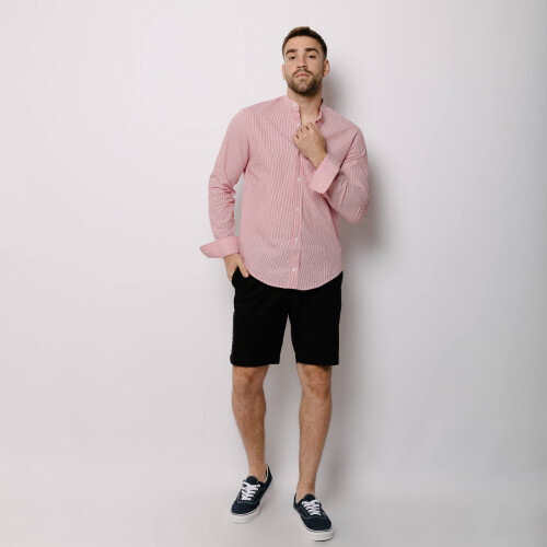 CAMISA LIBERATO BASICS MAO MANGAS LARGAS RAYAS ROJAS