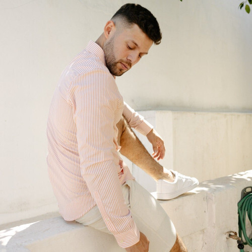 CAMISA LIBERATO BASICS MANGAS LARGAS BLANCA RAYAS NARANJAS