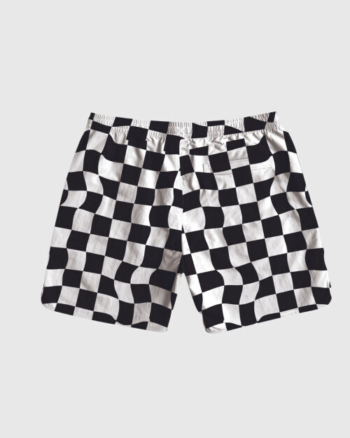 SHORT LIBERATO BASICS BLANCO CUADROS NEGROS