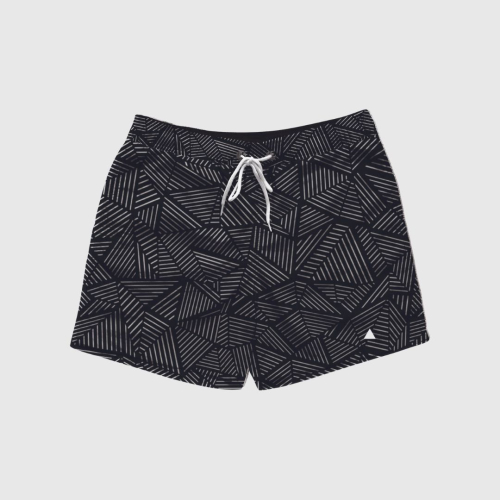 SHORT DE BAÑO LIBERATO BASICS NEGRO LINEAS