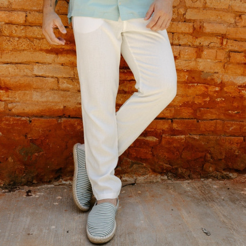 PANTALON CHINO LIBERATO BASICS DE LINO BLANCO