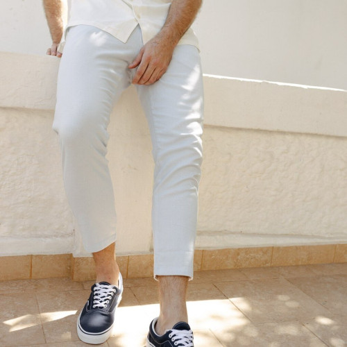 PANTALON CHINO LIBERATO BASICS DE LINO CELESTE