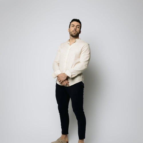 PANTALON DE LINO LIBERATO BASICS CON GOMA AZUL