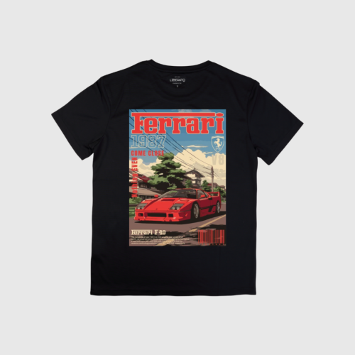 REMERA LIBERATO BASICS REGULAR FIT NEGRA FERRARI 1987