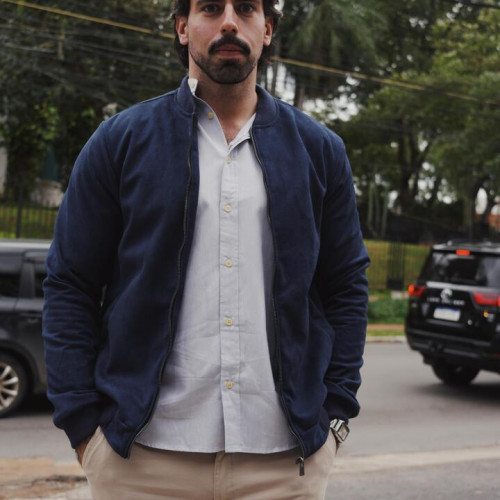 BOMBER JACKET LIBERATO BASICS GAMUZA AZUL MARINO