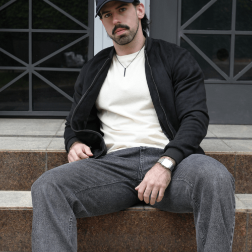 BOMBER JACKET LIBERATO BASICS GAMUZA NEGRA