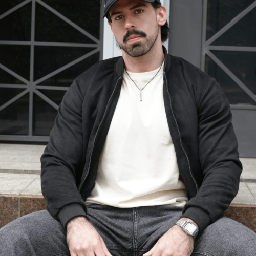 BOMBER JACKET LIBERATO BASICS GAMUZA NEGRA