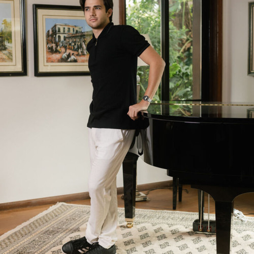 PANTALON CON GOMA LIBERATO DE LINO NATURAL