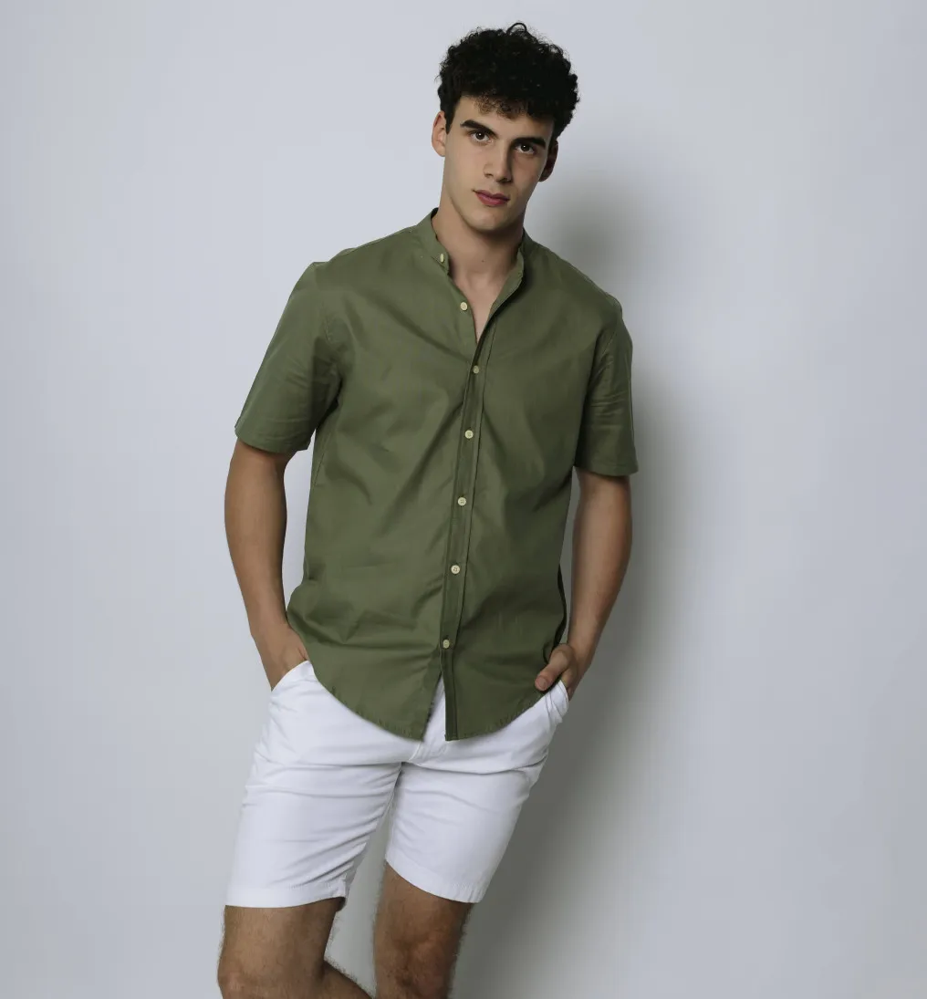 CAMISA LIBERATO CUELLO MAO MANGAS CORTAS VERDE