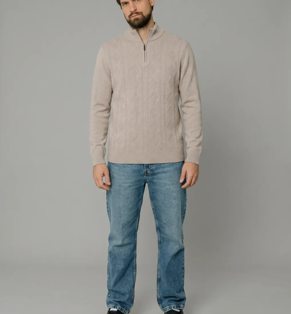 SWEATER LIBERATO MEDIO CIERRE BEIGE