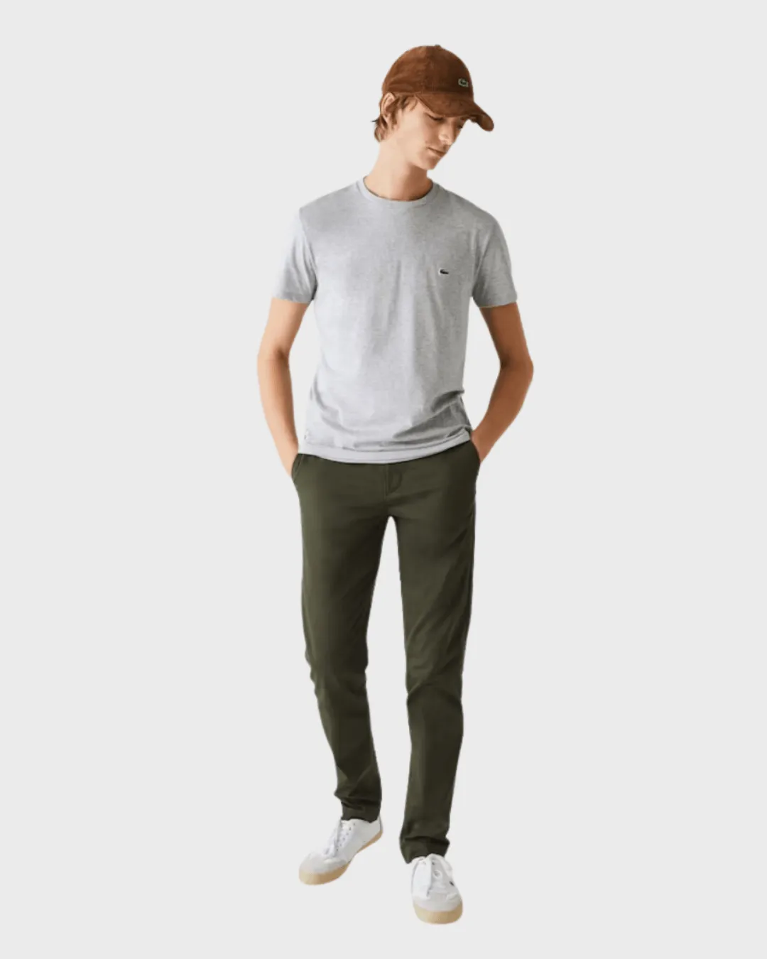 REMERA CUELLO REDONDO LACOSTE GRIS