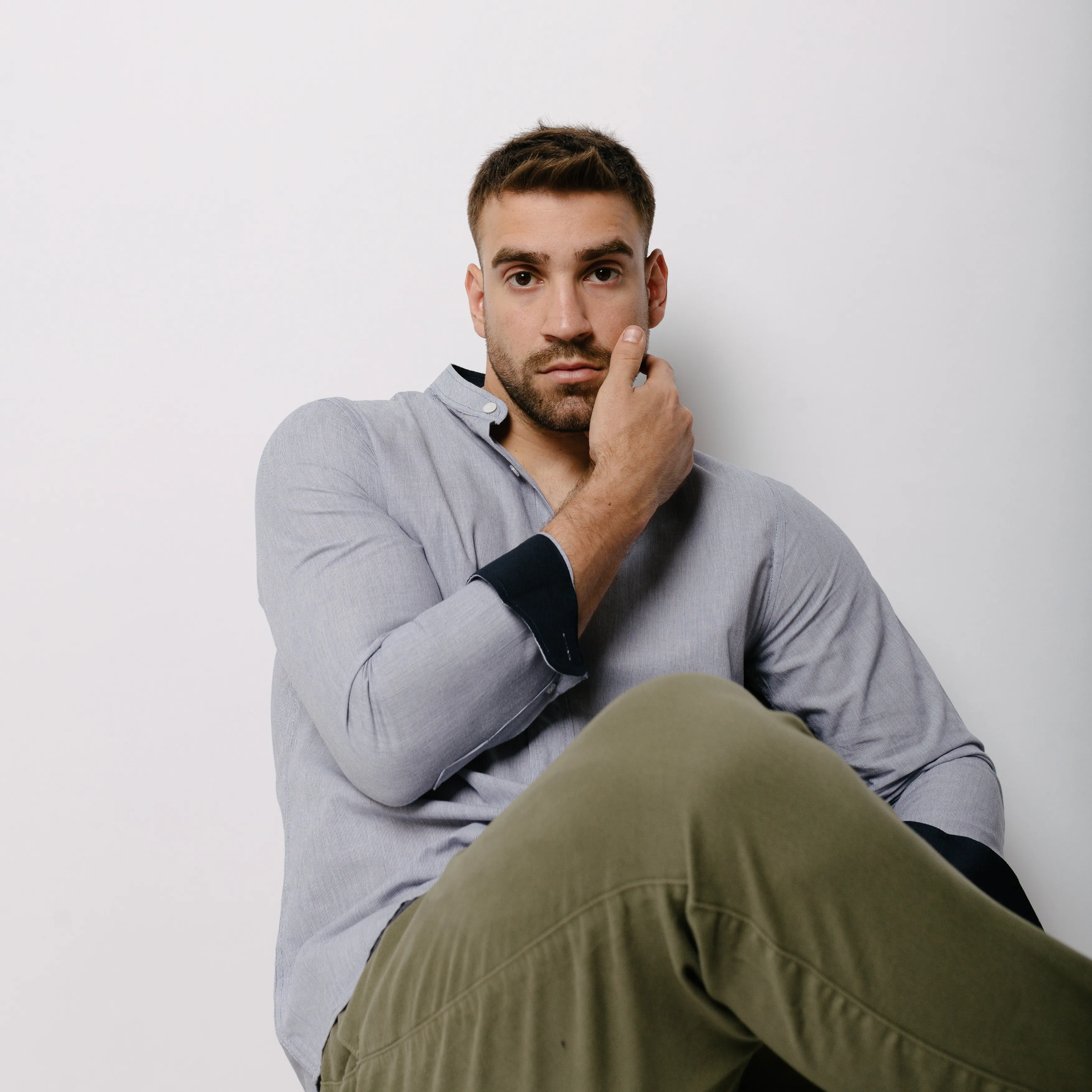 CAMISA LIBERATO BASICS MAO MANGAS LARGAS RAYAS AZUL MARINO