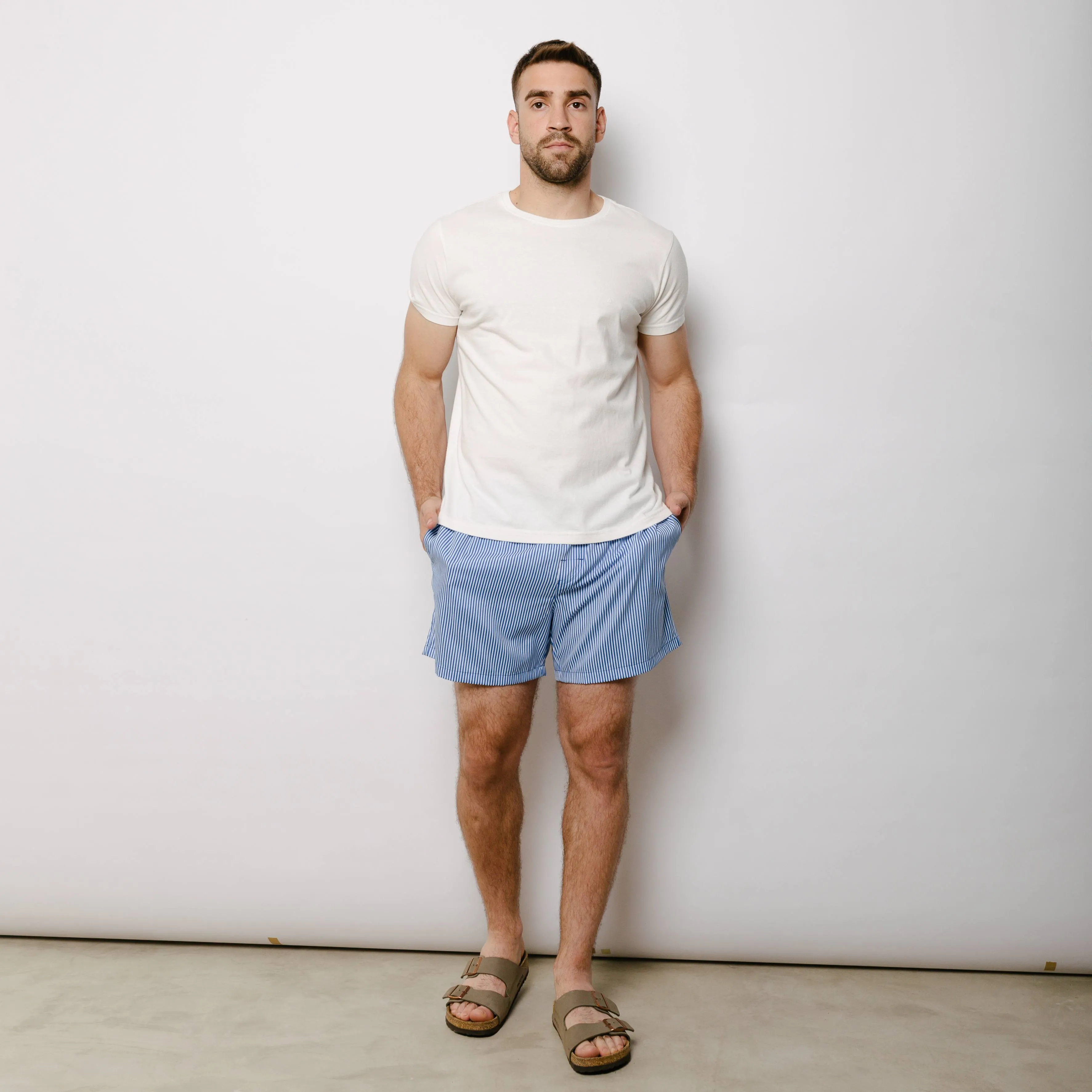 SHORT DE BAÑO LIBERATO BASICS RAYAS AZUL