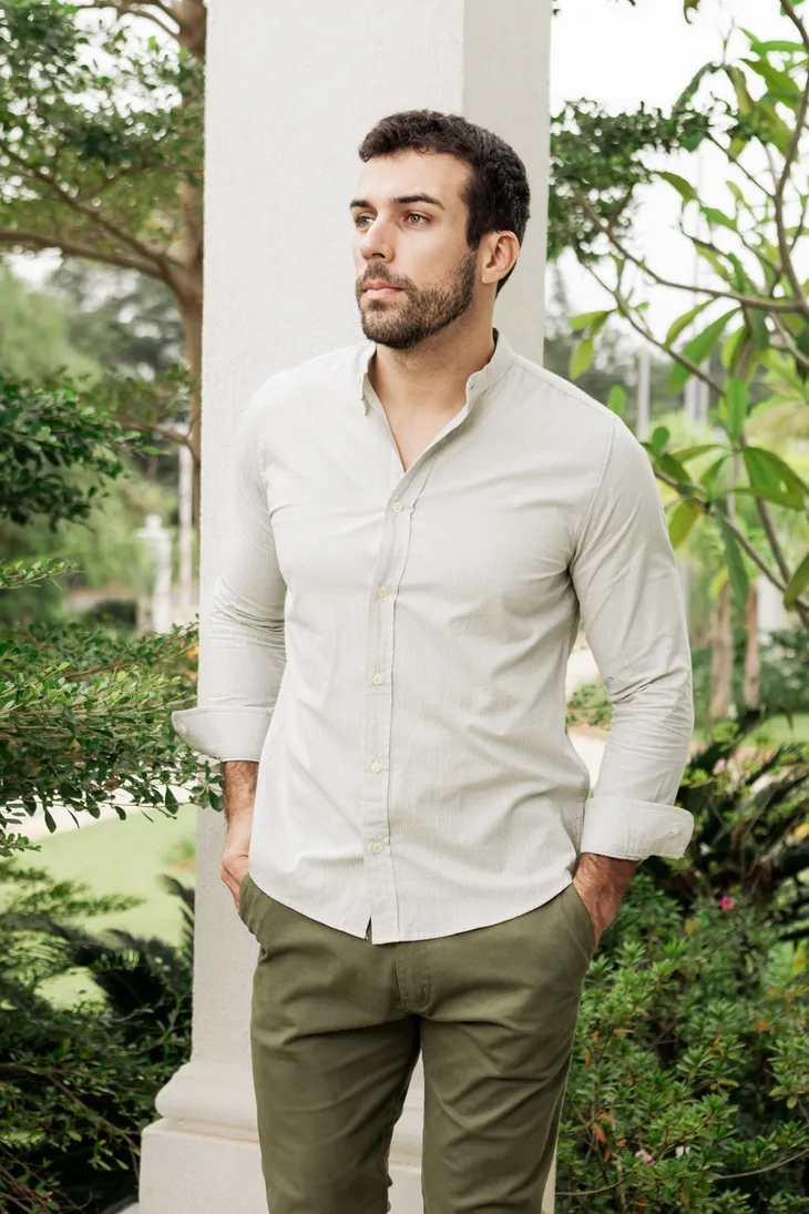 CAMISA LIBERATO BASICS MAO MANGAS LARGAS RAYAS VERDE