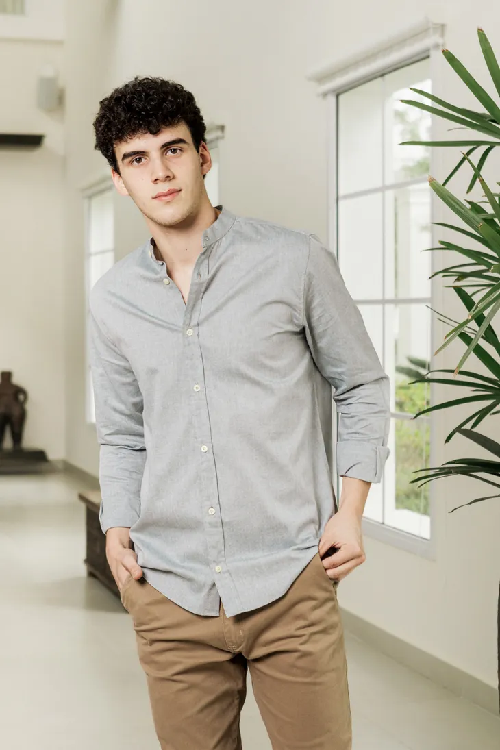 CAMISA LIBERATO BASICS MAO MANGAS LARGAS VERDE JASPEADA
