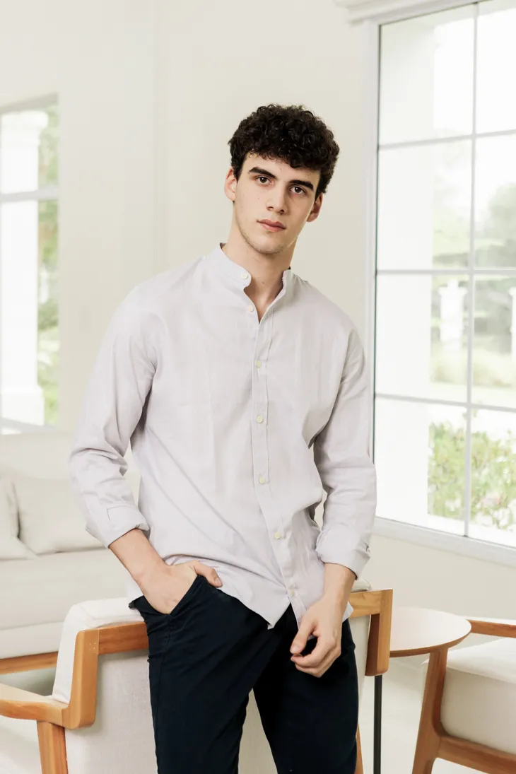 CAMISA LIBERATO BASICS MAO MANGAS LARGAS GRIS