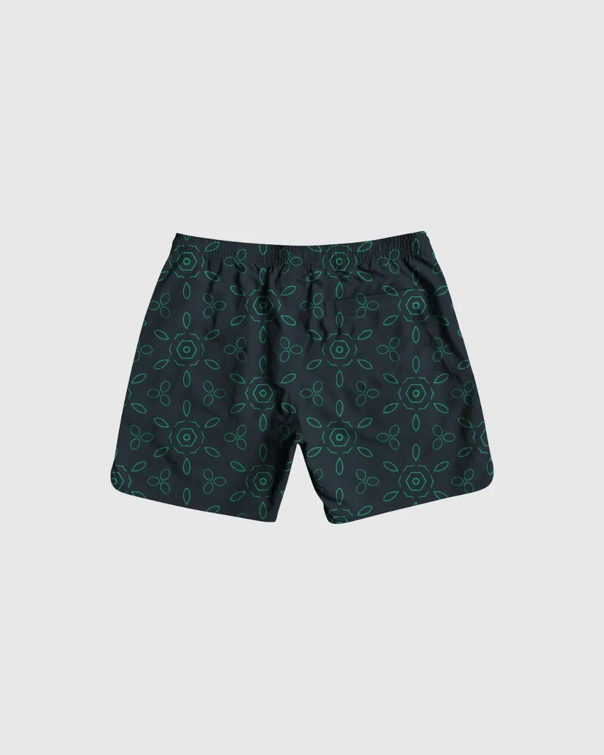 SHORT DE BAÑO LIBERATO NEGRO HOJAS GEOMETRICAS