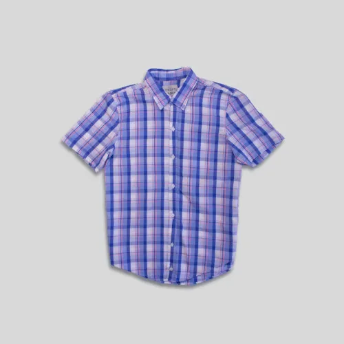 CAMISA LIBERATO BASICS MANGAS CORTAS CUADROS AZULES