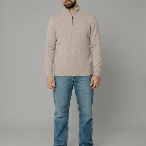 SWEATER LIBERATO MEDIO CIERRE BEIGE OSCURO
