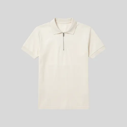 REMERA LIBERATO BASICS CUELLO POLO BEIGE CON CIERRE