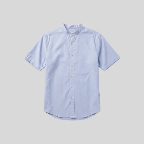 CAMISA LIBERATO CUELLO MAO MANGA CORTAS CELESTE