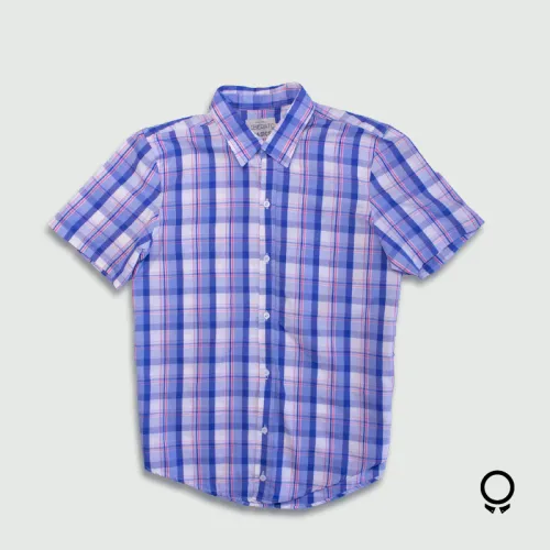 CAMISA LIBERATO BASICS MANGAS CORTAS CUADROS AZULES