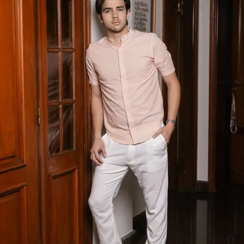 CAMISA LIBERATO BASICS MAO MANGAS CORTAS RAYITAS NARANJA