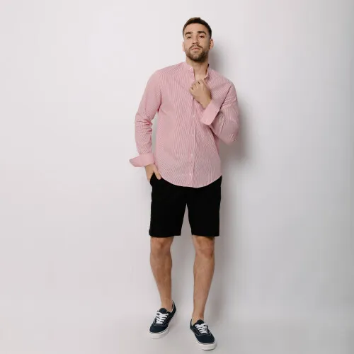 CAMISA LIBERATO BASICS MAO MANGAS LARGAS RAYAS ROJAS