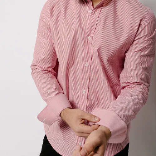CAMISA LIBERATO BASICS MAO MANGAS LARGAS RAYAS ROJAS