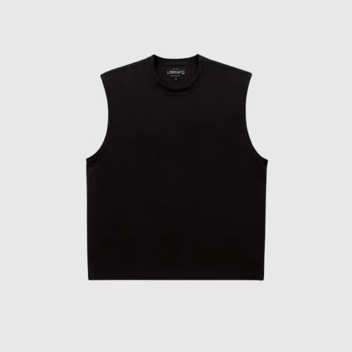 REMERA LIBERATO BASICS SIN MANGAS PREMIUM 250GSM NEGRA