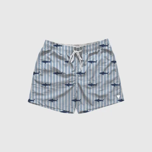 SHORT DE BAÑO LIBERATO CELESTE RAYADO TIBURONES