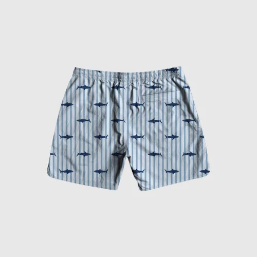 SHORT DE BAÑO LIBERATO CELESTE RAYADO TIBURONES